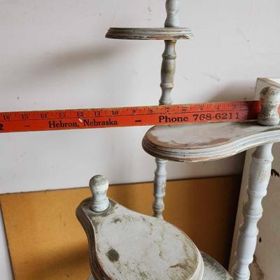 Vintage 6 Shelf Round Wooden Shelf, Plant stand and White book shelf