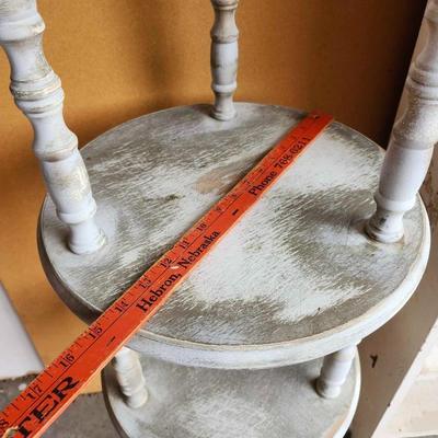 Vintage 6 Shelf Round Wooden Shelf, Plant stand and White book shelf