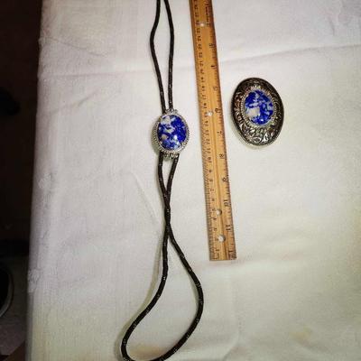 Lapis Bolo Tie and Belt Bucket
