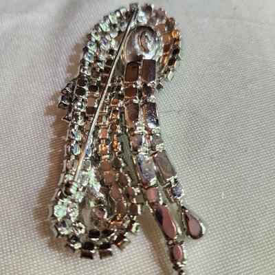 Kramer Brooch - Rhinestone - Unique - Mid Century - Comet - Fireworks - Atomic - Large - Articulated - Signed - Vintage