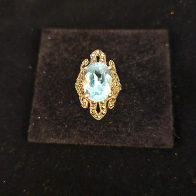 Estate Topaz and Diamond Marcasite Ring