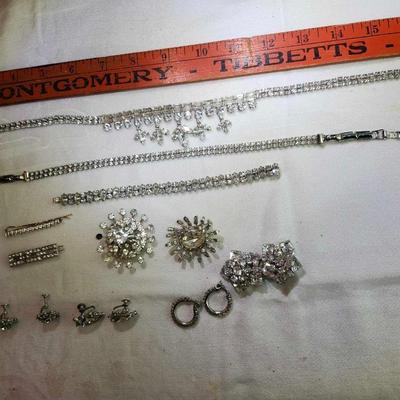 Mixed Rhinestone jewelry lot, some Vintage some with maker’s mark