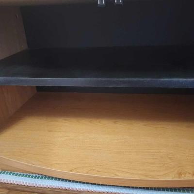 TV Console, Entertainment stand, barely used. Glass doors