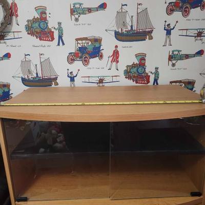 TV Console, Entertainment stand, barely used. Glass doors