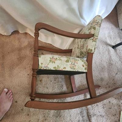Vintage Children's Upholstered Rocking Chair 22 tall by 16 wide