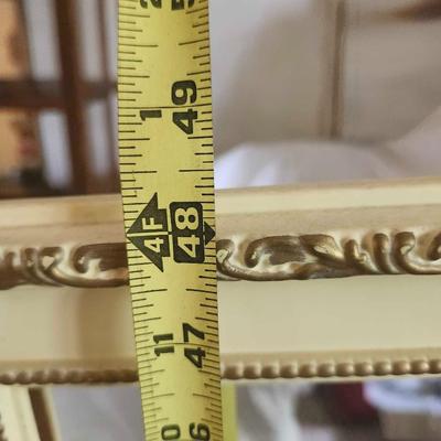 Large Solid Wood Cream and Gold "14x48" Rectangle Framed Wall Mirror