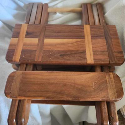 Folding Solid Wood Table Square End-table Side Table Top