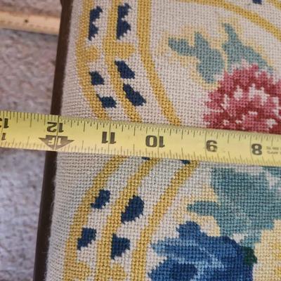 VINTAGE FLORAL NEEDLEPOINT FOOTSTOOL 16 X 12
