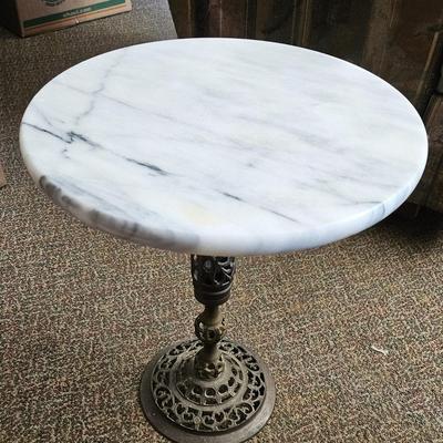 Hollywood Regency Marble Brass Wine Table