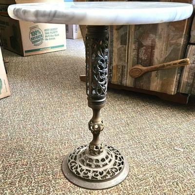 Hollywood Regency Marble Brass Wine Table