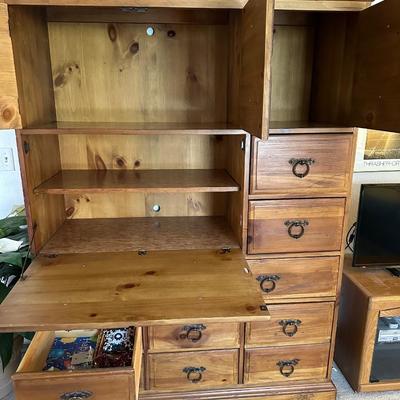 Storage knotty pine chest - with doors & drawers