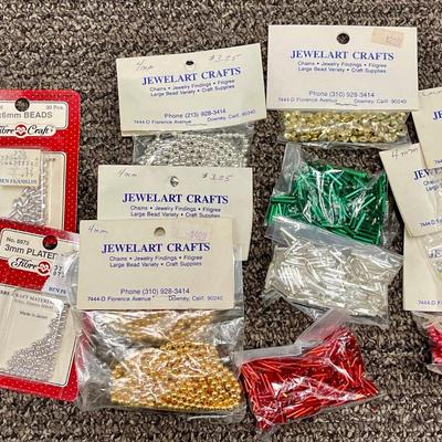 Bead Lot #2 - red, green gold, white, silver