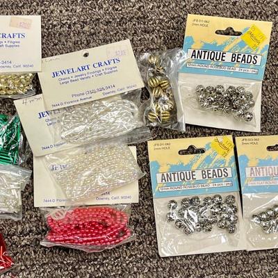 Bead Lot #2 - red, green gold, white, silver