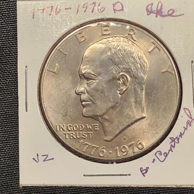 Uncirculated 1976 Eisenhower Ike Dollar, 1976 Kennedy Half Dollar , 1976 Quarter