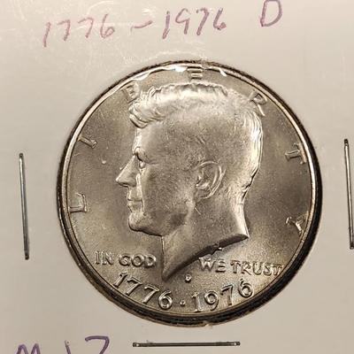 Uncirculated 1976 Eisenhower Ike Dollar, 1976 Kennedy Half Dollar , 1976 Quarter