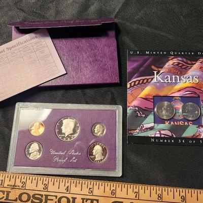 Uncirculated 1987 Clad Proof Set U.S. Mint, & Kansas Quarters