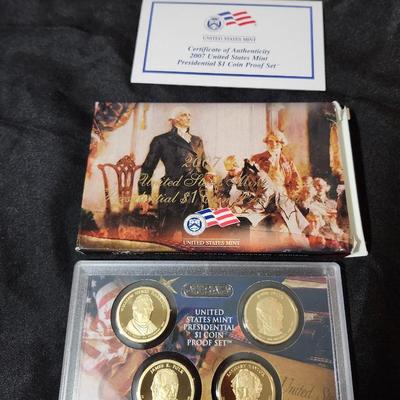 (2) 2009 and one 2007 Presidential Dollar Proof $1 Coin Set US Mint - Box
