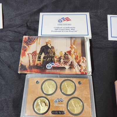 (2) 2009 and one 2007 Presidential Dollar Proof $1 Coin Set US Mint - Box