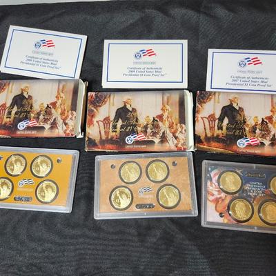 (2) 2009 and one 2007 Presidential Dollar Proof $1 Coin Set US Mint - Box
