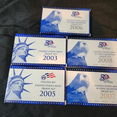 U.S. Mint 2003, 2005, 2006, 2007, 2008 US Coin Proof Sets