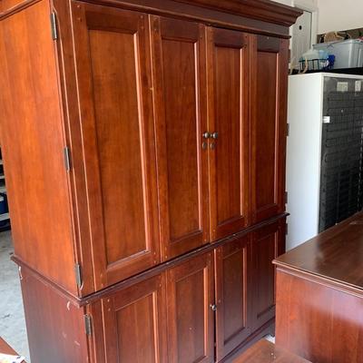 Hooker Cabinet, desk, storage 78"H 58"W 26"depth, 2 pieces for moving