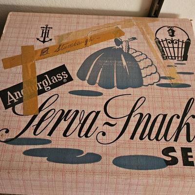 Two Mid Century Anchor Hocking Anchorglass Serva Snack with Box