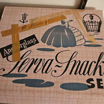 Two Mid Century Anchor Hocking Anchorglass Serva Snack with Box