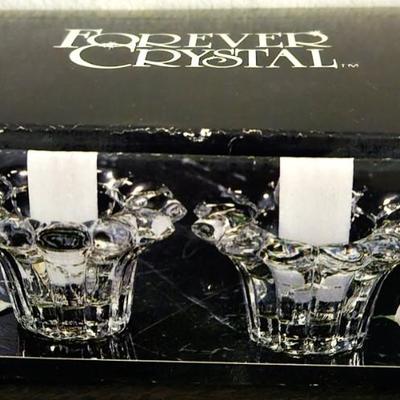 Vintage 80's Forever Crystal Candlestick Holders