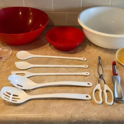 Plastic Storage Bowls, Serving Bowls, Utensils, and other Kitchen Items