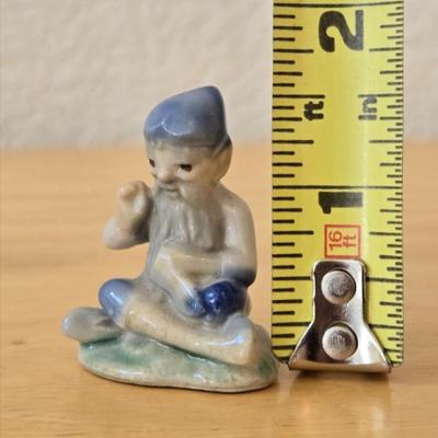 Round Side Table, (2) Blue Shelves, and Small Irish Porcelain Figure