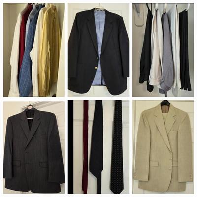 Men's Suit Jackets, (1) Suit, Ties, Button Down Shirts, and Pants