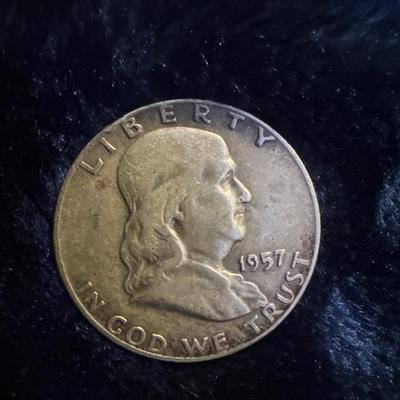 1957 D Benjamin Franklin .50c U S silver