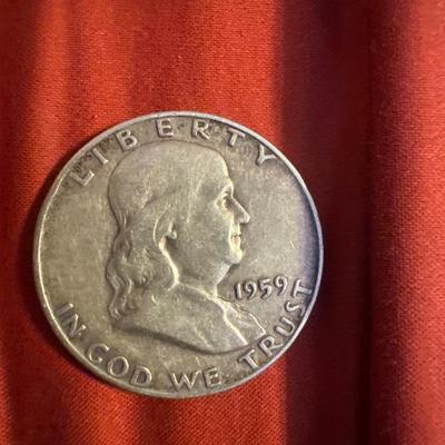 1959 D Benjamin Franklin U S Silver .50c