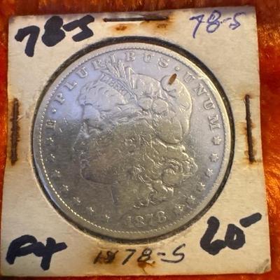 1878 Morgan S Dollar VF U S coin