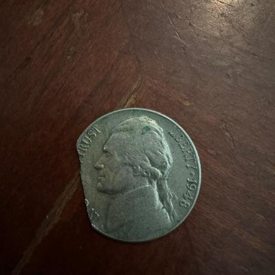 1948 Jefferson Nickel Cud Cut rare