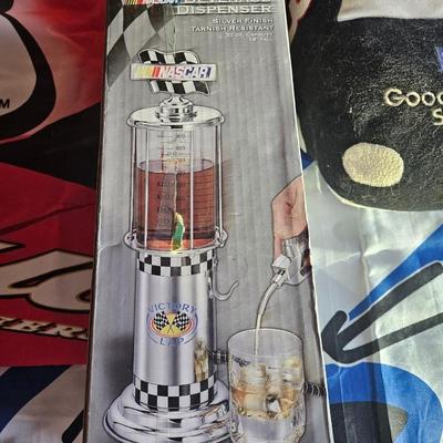 NASCAR Bundle Mark Martin and Dale Earnhart Jr Outdoor Flag/Banner NASCAR liquor dispenser and Stuffed Dale Earnhart Jr Car