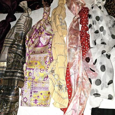 Lot of 23 Vintage and Contemporary Scarves.