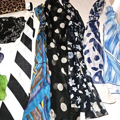 Lot of 23 Vintage and Contemporary Scarves.