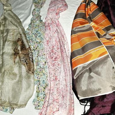 Lot of 23 Vintage and Contemporary Scarves.