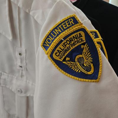 Small Women's Volunteer CHP Uniforms, CHP Polo Shirt and Medium Heavy CHP Windbreaker/Coat