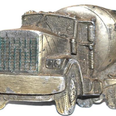 Vintage 1982 "Cement Truck - SN 233J" Belt Buckle NO CLIP 3½" x 2½"