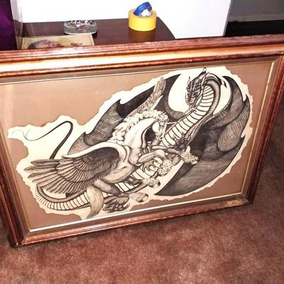 FRAMED DRAGON AND PEGUSES