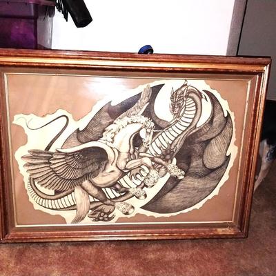 FRAMED DRAGON AND PEGUSES