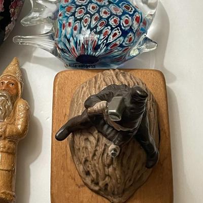 Vintage Lot of 6-Piece Figures & Souvenirs Murano Style Glass, Cloisonne, Etc. as Pictured.