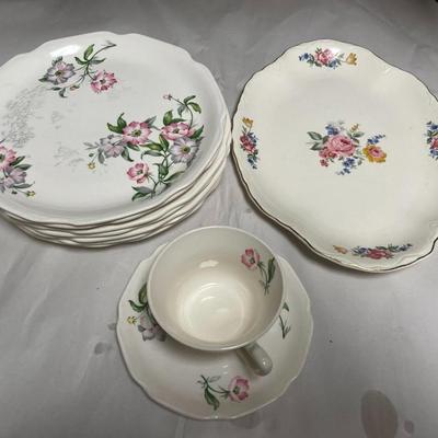 Vintage Mid-Century Everyday Closet: 7-Dinner Plates, 1-Serving Platter, & 1-Cup/Saucer a Few Plates have Crazing and some...