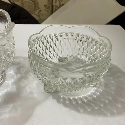 2-Vintage Pressed Glass Nut Bowls in Good Preowned Condition.