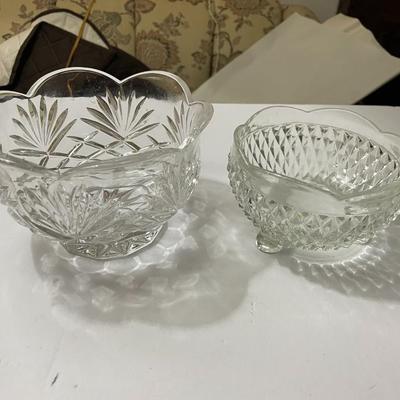 2-Vintage Pressed Glass Nut Bowls in Good Preowned Condition.