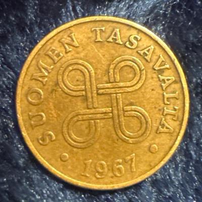 1967 Finland One Penni Coin