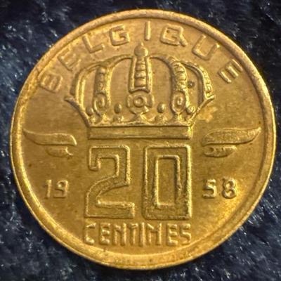 1958 Belgium 20 Centimes Belgique