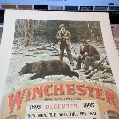 Winchester Repeating Arms DECEMBER 1895 Advertising Calendar Print/Copy 10" x 17" as Pictured.